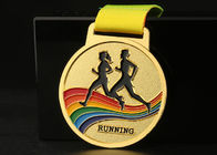 ماراثون الجري سباق الميداليات الرياضية وشرائط ملونة سبائك الزنك المواد